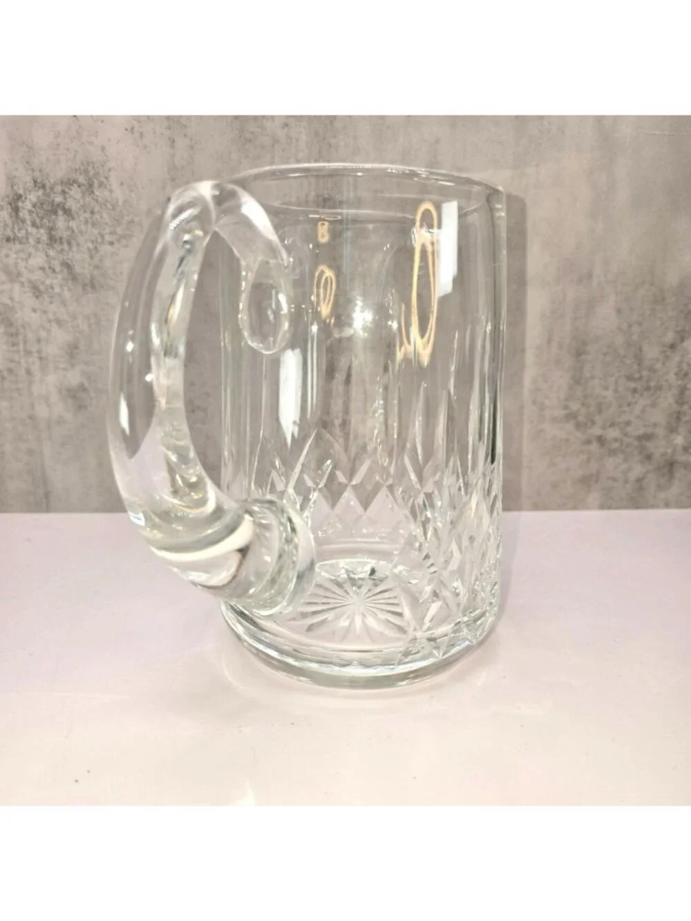 Glass Pitcher With Handle Diamond Pattern Vintage Waterford Lismore? CM2321
